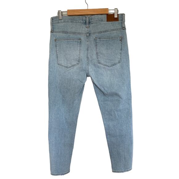 Madewell High Rise Skinny Button Fly Distressed Ankle Crop Jean Light Blue 31 - Picture 6 of 13